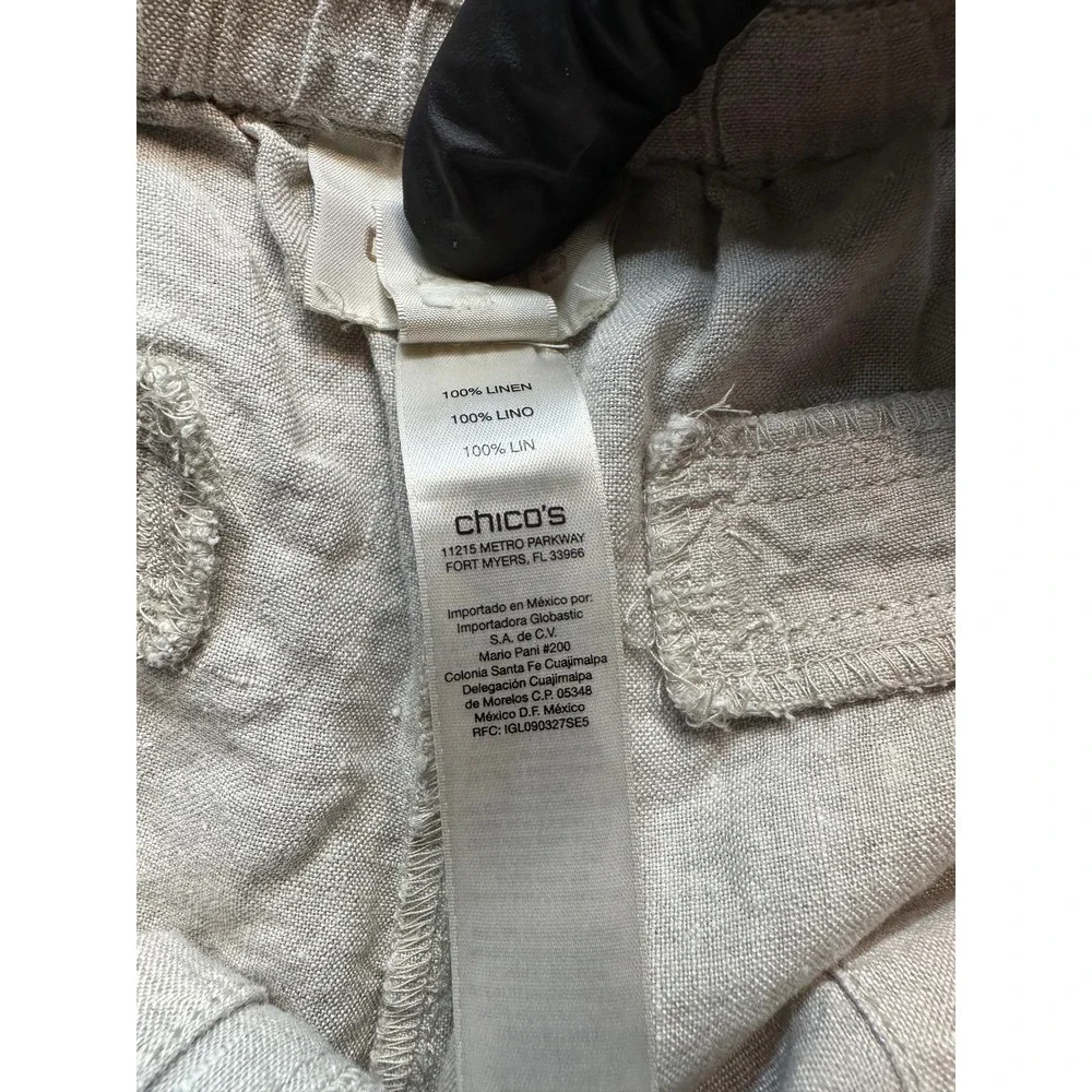 Chico's 100% Linen Straight Leg Pants Beige Oatmeal Size 2.5 Regular 107890 -13